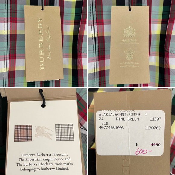 NWT BURBERRY Aria Achni Pleat Detail Check Midi Dress Size 38 US 4 - Picture 15 of 16